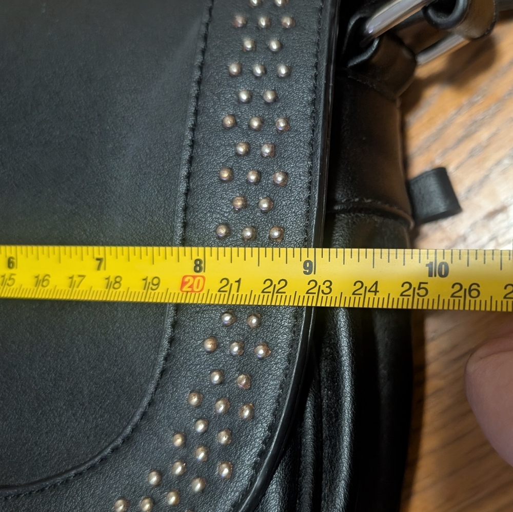 Naturalizer Black Crossbody Bag Studded Flap Minimalist Purse Silver - Picture 6 of 7